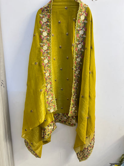 Crushed Shimmer Silk with Embroidered Dupatta 🌸