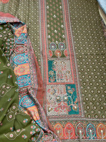 Regal Grace: Sabyasachi-Inspired Gota-Embellished Modal Maslin Suit Set