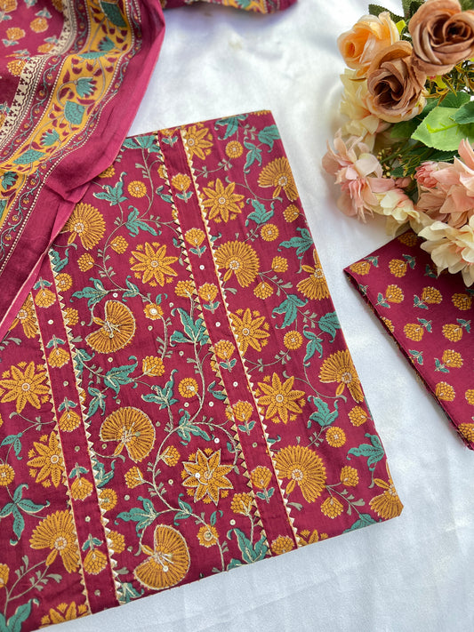 Handblock Prints with Delicate Handwork