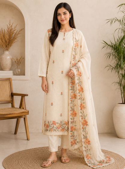 Cross-Stitched Inspired Cotton Elegance