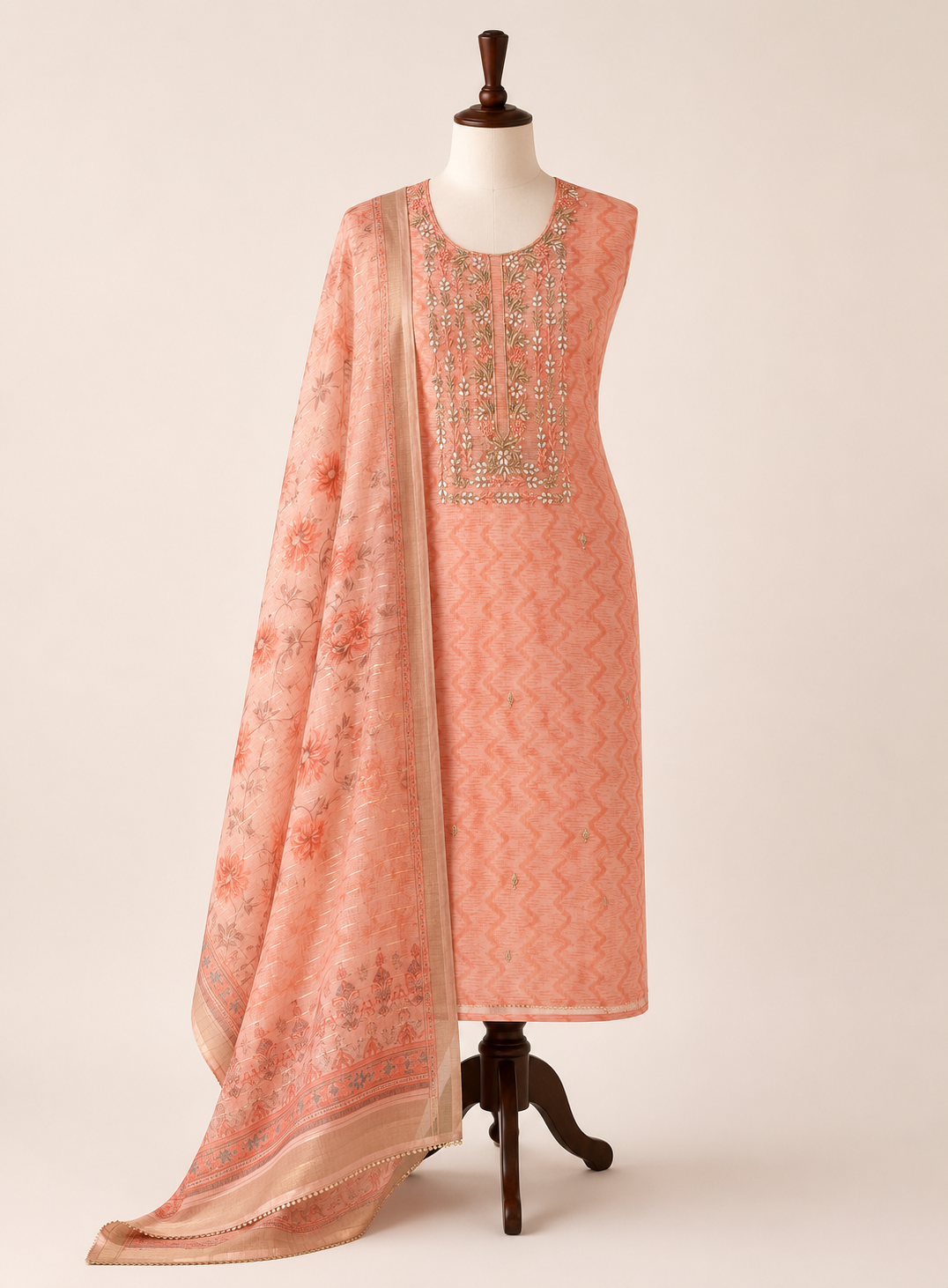 Pastel Glow in Linen with Exquisite Handwork