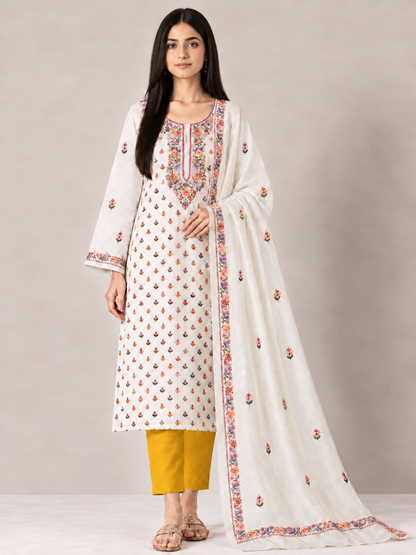 Ivory Floral Resham Handcrafted Suit