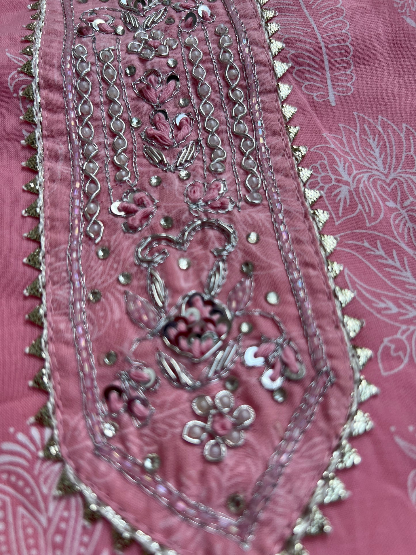 Soft Blush Pink Cotton Suit with Elegant Handwork