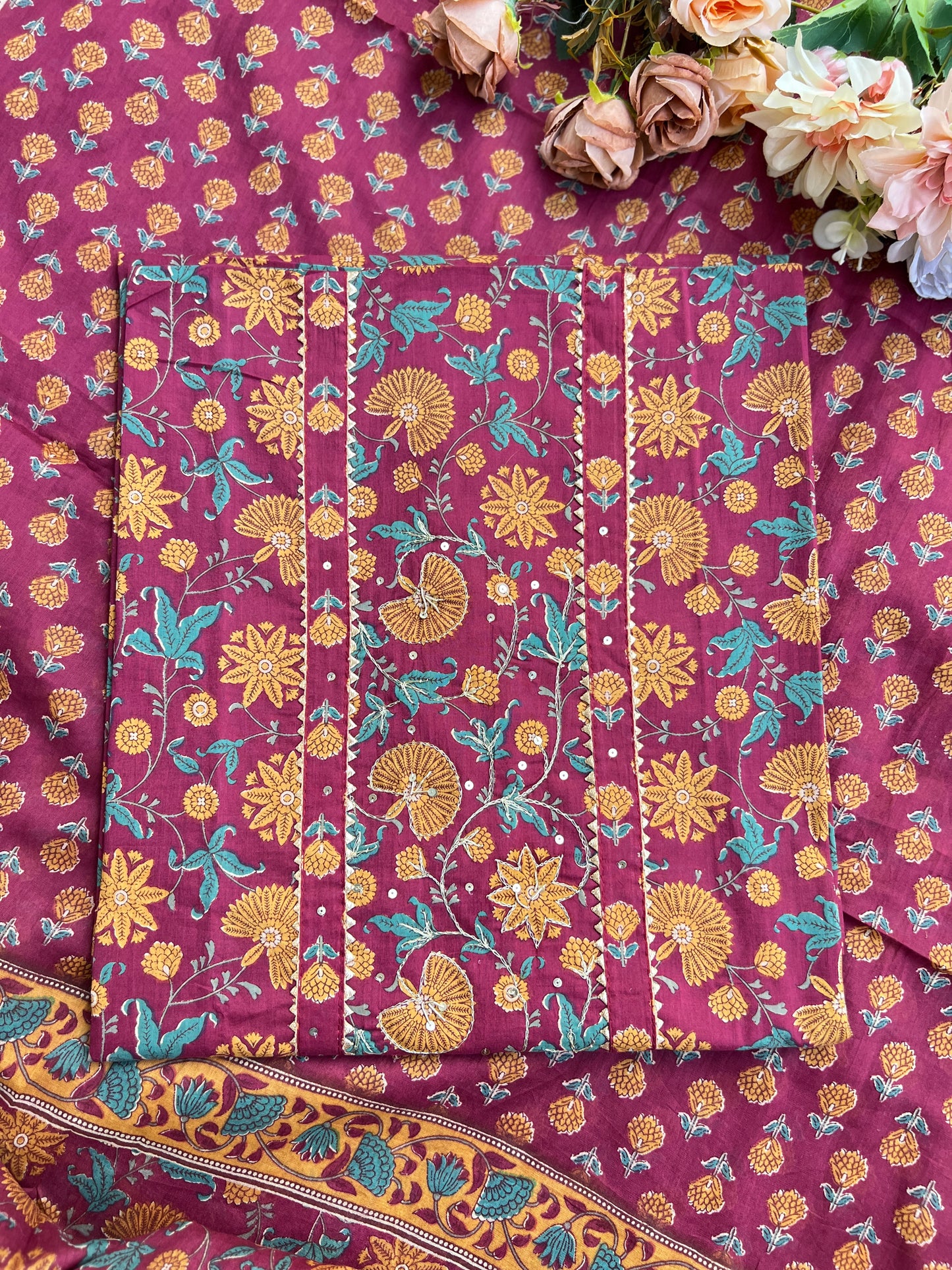 Handblock Prints with Delicate Handwork