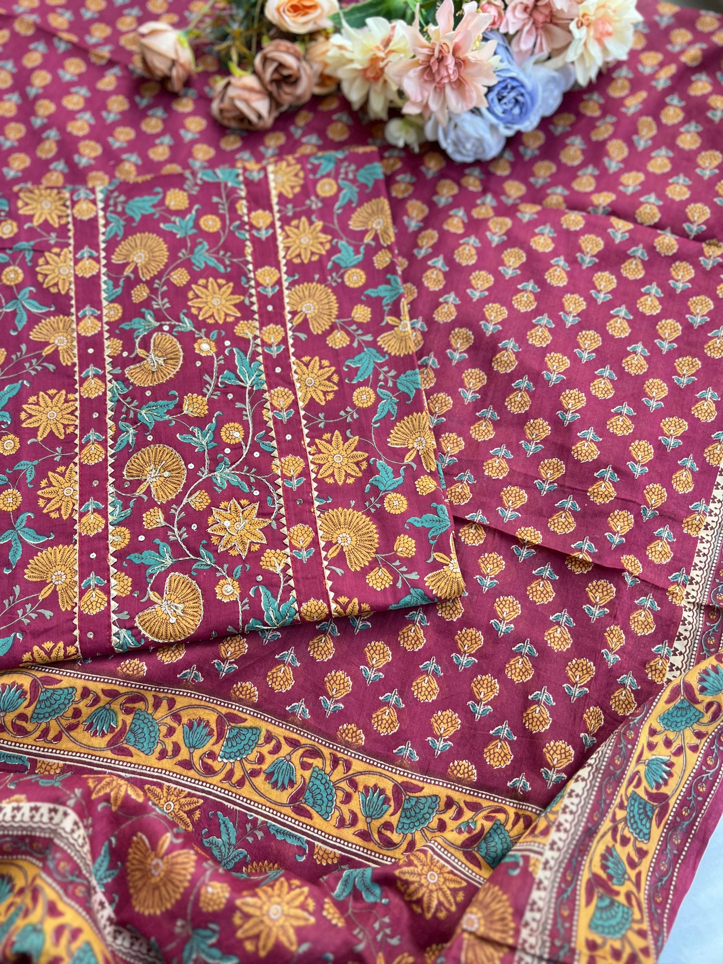 Handblock Prints with Delicate Handwork