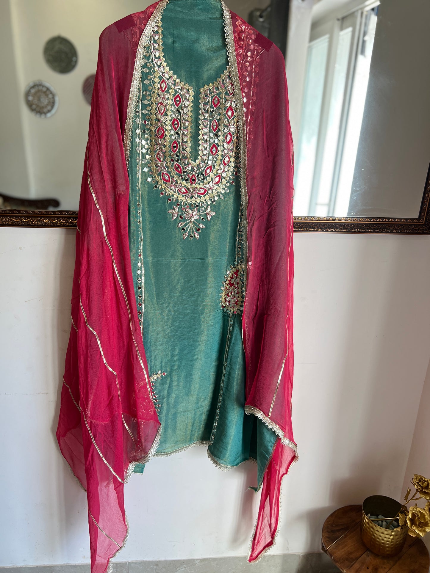 Gotapatti Shimmer silk Suit
