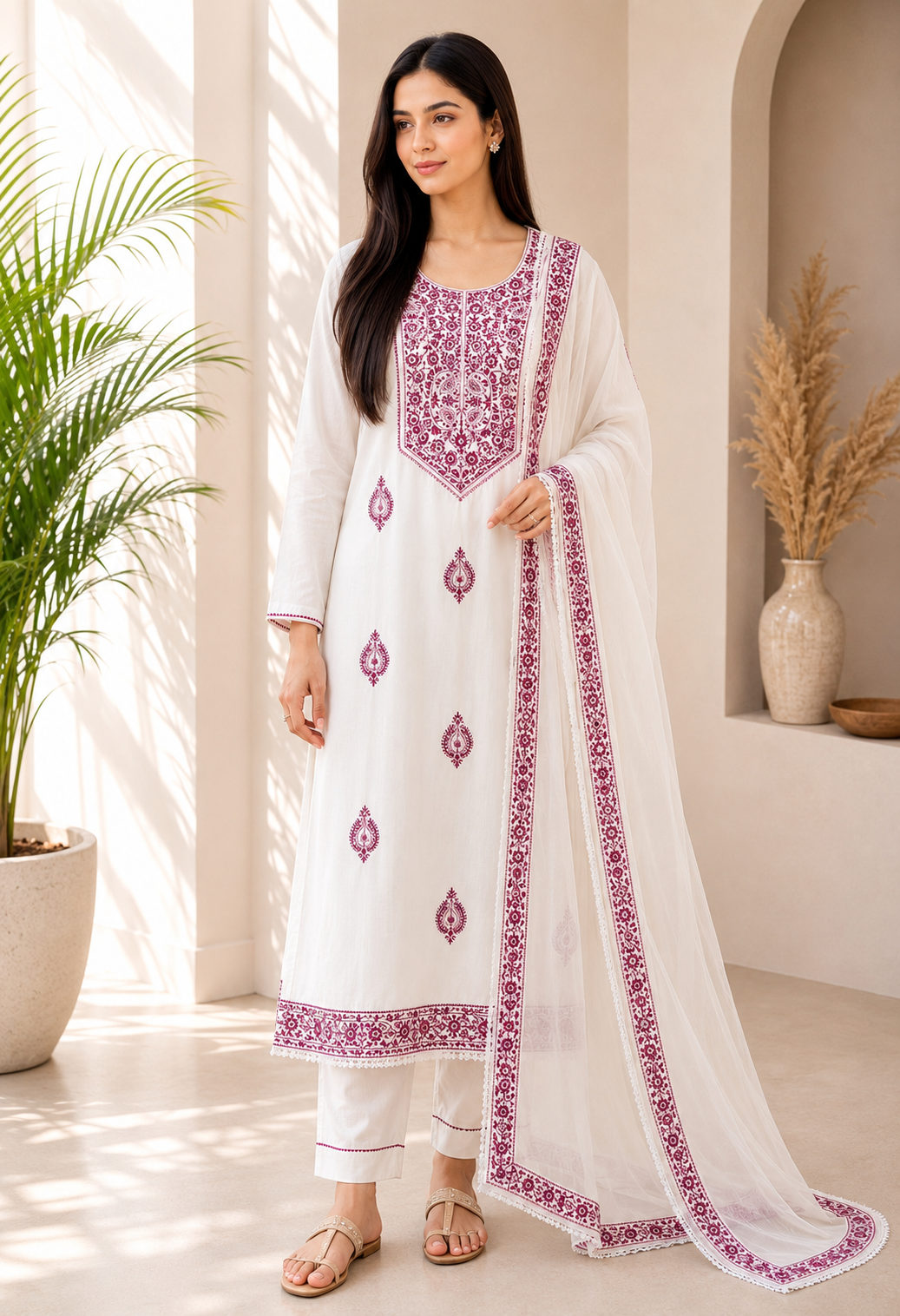 Chikankari-Inspired Cotton Set ✨