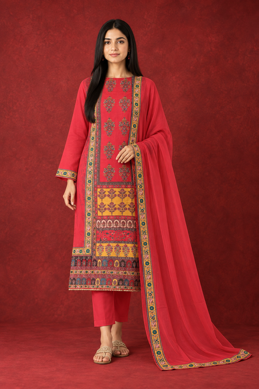 HERITAGE PRINT  UNSTICHED SUIT SET