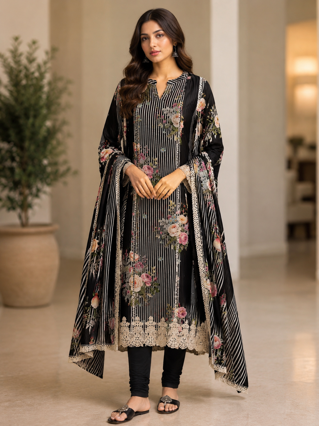 Striped Grace with Cutwork Detail