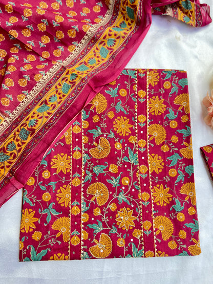 Handblock Prints with Delicate Handwork