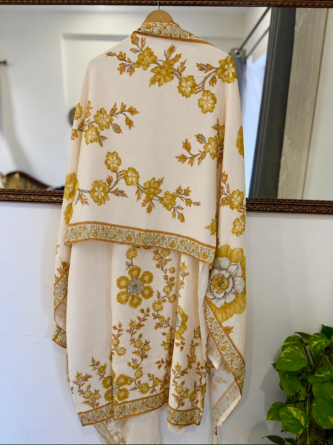 Floral Mirror Embroidered Maslin Suit