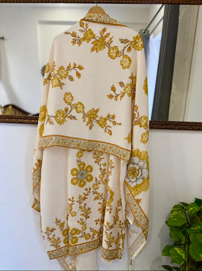 Floral Mirror Embroidered Maslin Suit