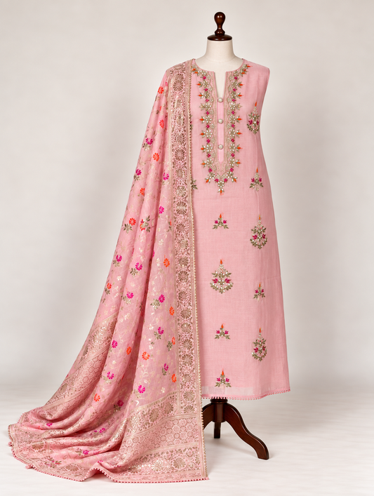 Royal Chanderi Silk with Intricate Hand Embroidery