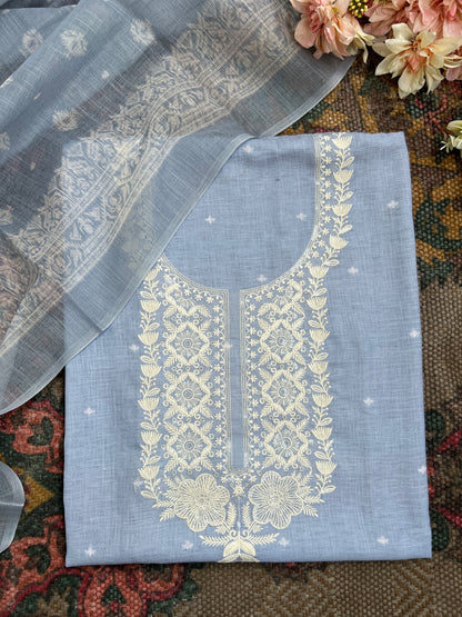 Soft-Toned Linen Sets with Intricate Thread Work