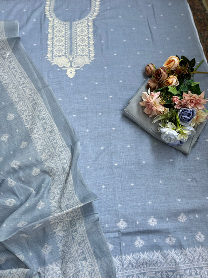 Soft-Toned Linen Sets with Intricate Thread Work