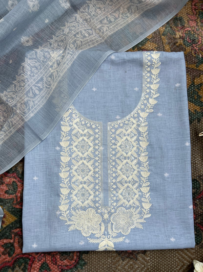 Soft-Toned Linen Sets with Intricate Thread Work