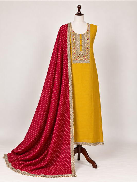 Mustard Yellow & Gota Bandhej Elegance