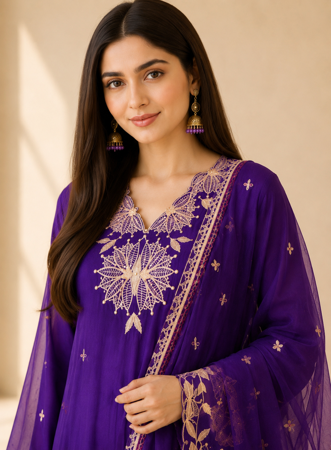 Stunning Embroidered Viscose Georgette Organza Salwar Suit