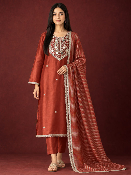 Mirror Glow Shimmer Organza Suit Set