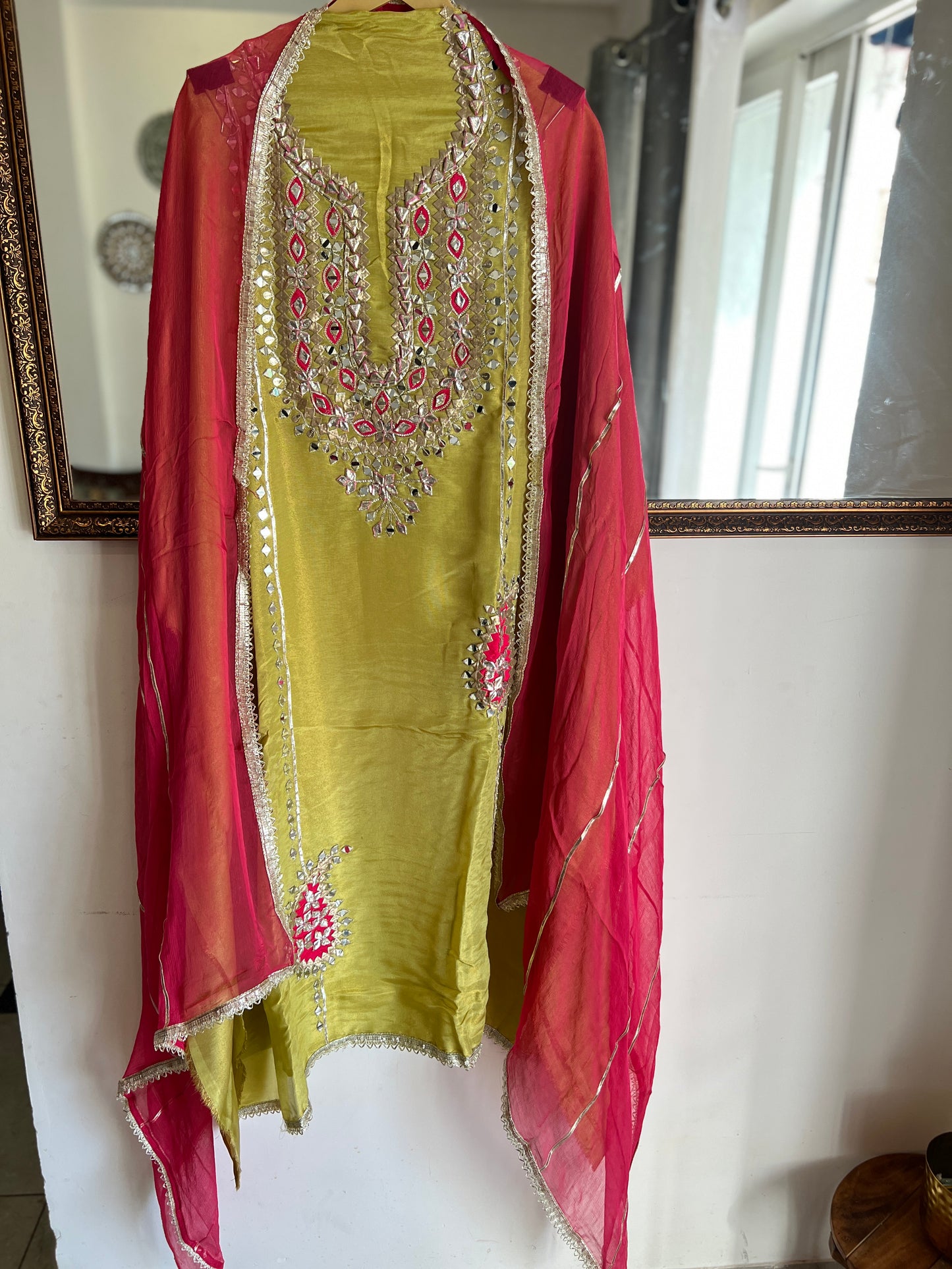 Gotapatti Shimmer silk Suit