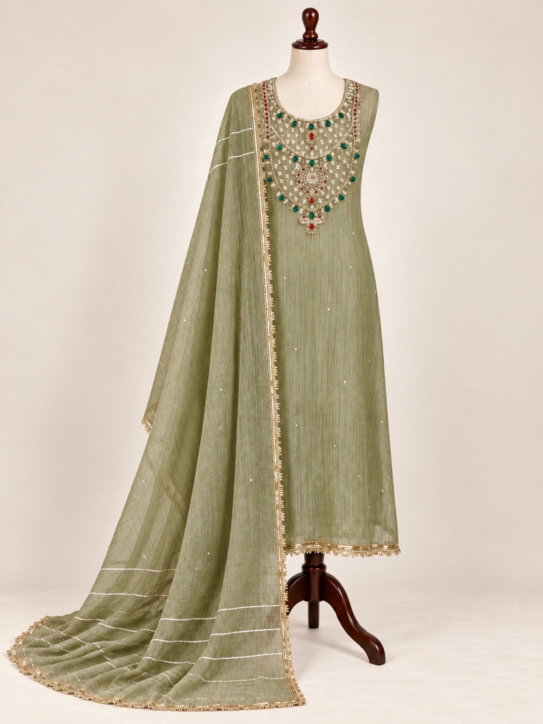 Royal Hand-Embellished Unstitched Suit Set