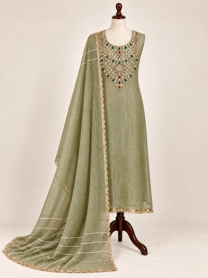 Royal Hand-Embellished Unstitched Suit Set