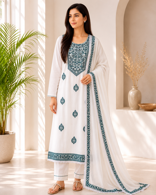 Chikankari-Inspired Cotton Set ✨