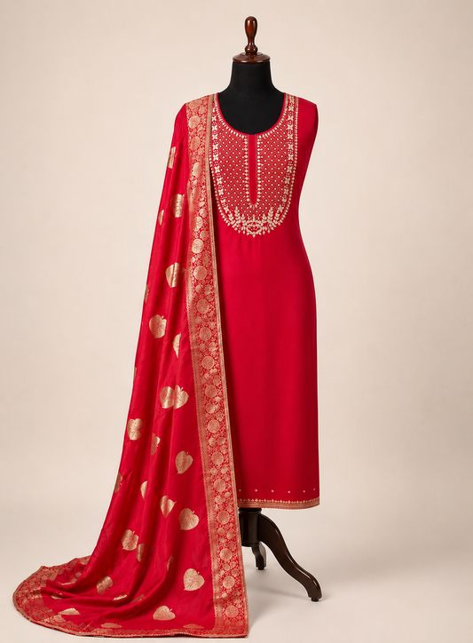 Festive Red Charm with Exquisite Handwork