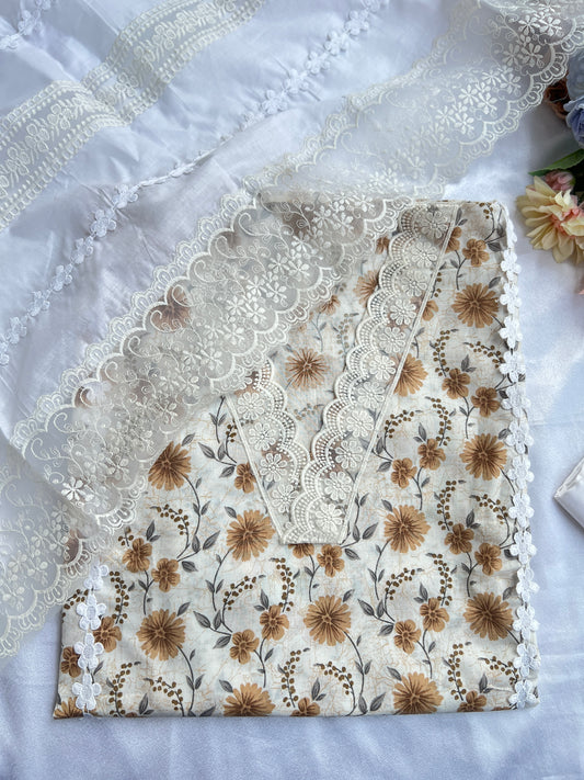 Floral Prints suits with Dedicated Lace