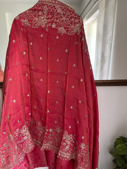 Brocade Banarasi Handwork Suit with Embroidered Dupatta – Timeless Elegance