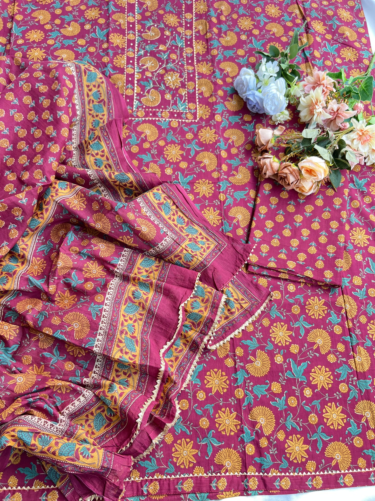 Handblock Prints with Delicate Handwork
