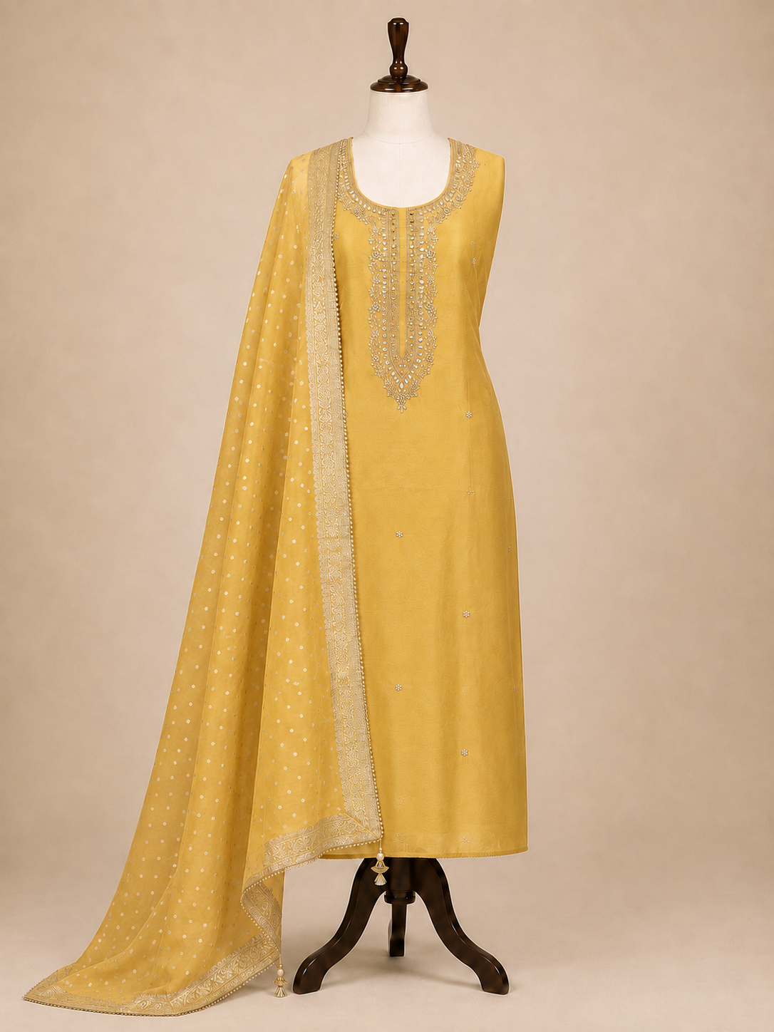 Butter Yellow  Chanderi Suit Set Potli Edition