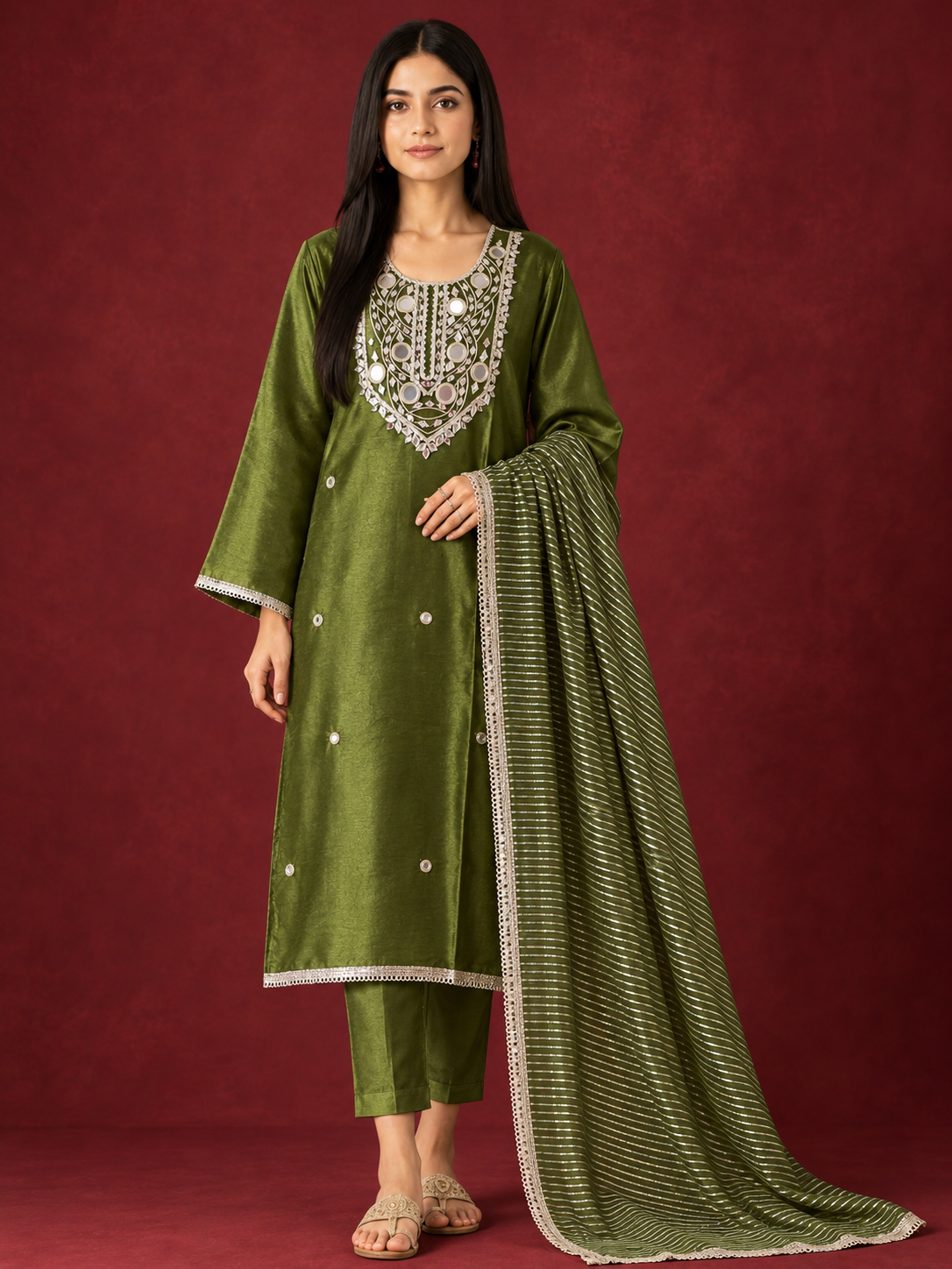 Mirror Glow Shimmer Organza Suit Set