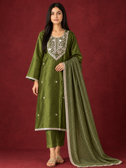 Mirror Glow Shimmer Organza Suit Set