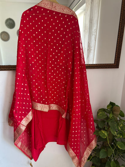 Ruby Red Handwork unstitched suit