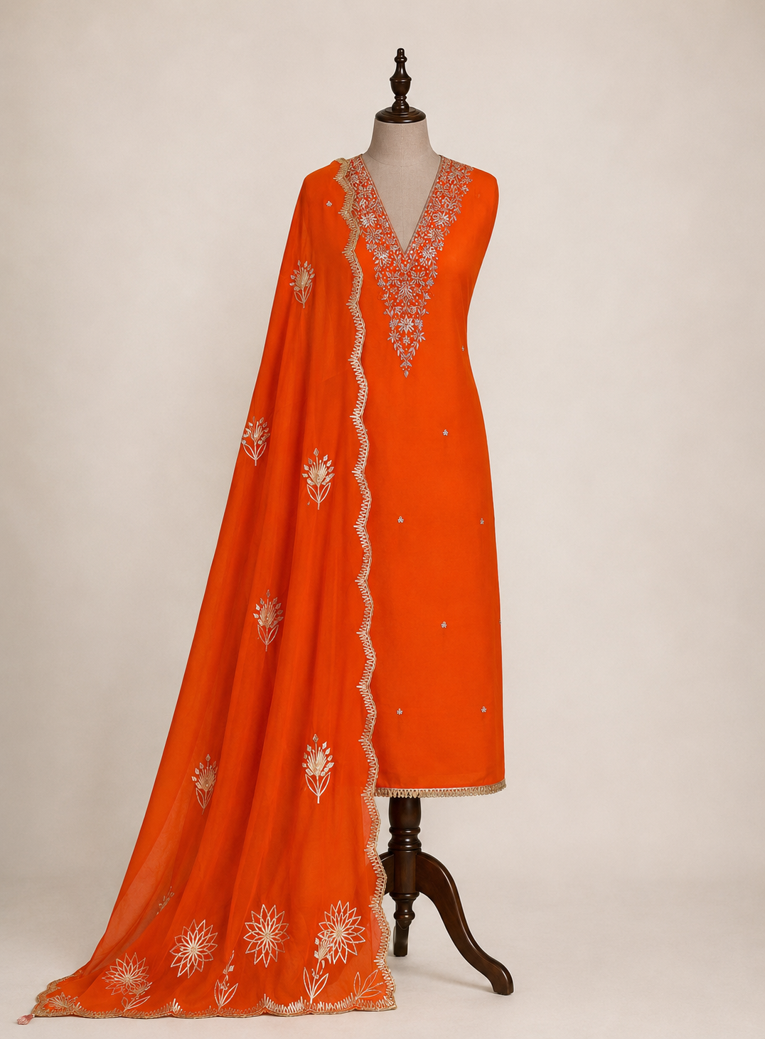 Tangerine Glow Viscose Organza Suit