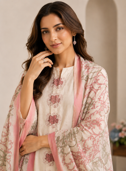 Pastel Bloom Muslin Suit Set