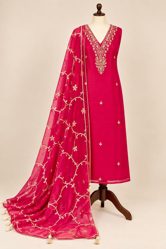 Royal Rani Pink Ensemble with Handwork & Gota Jaal Detailing
