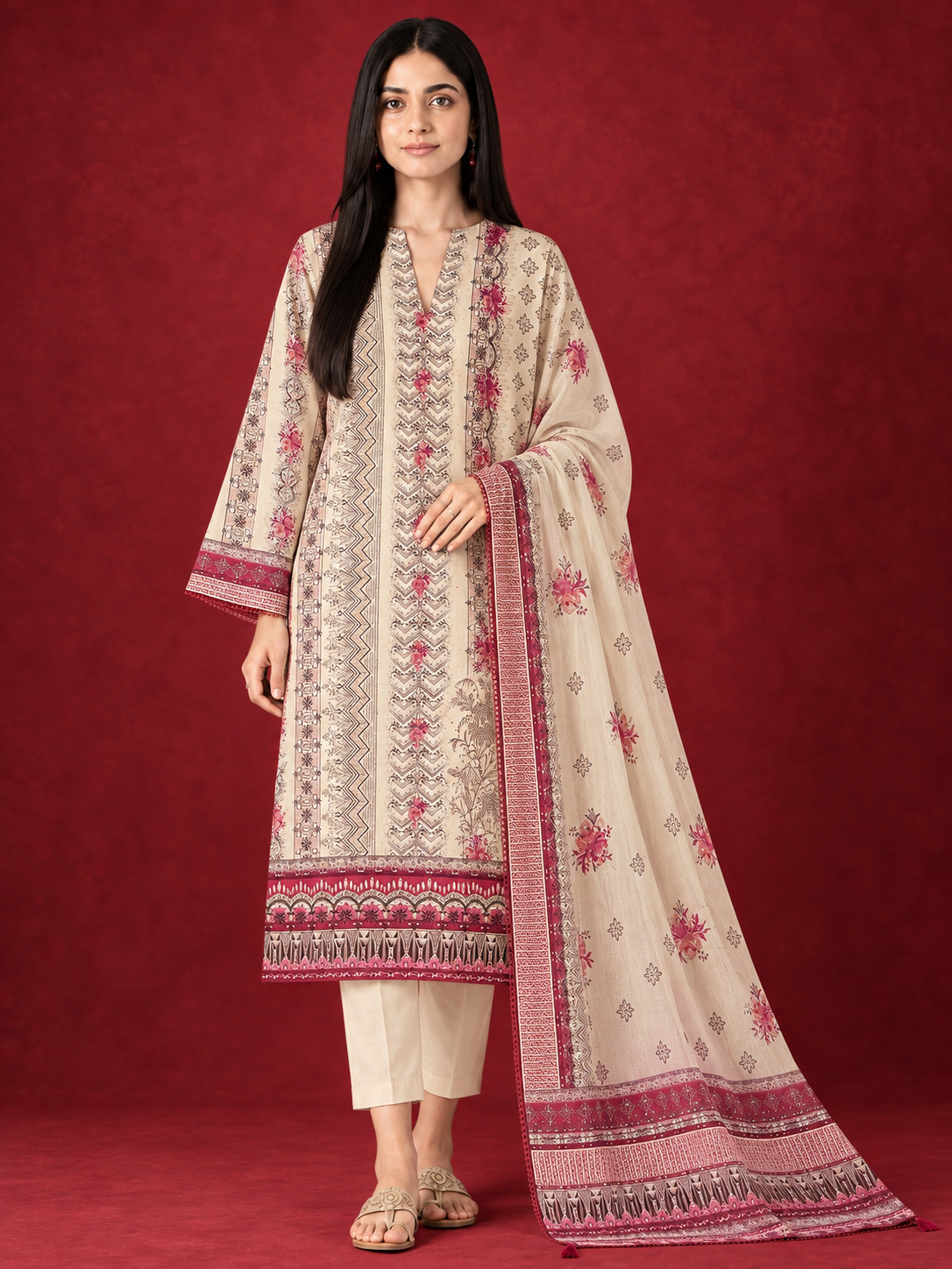 Floral Heritage Print Modal Muslin Suit Set