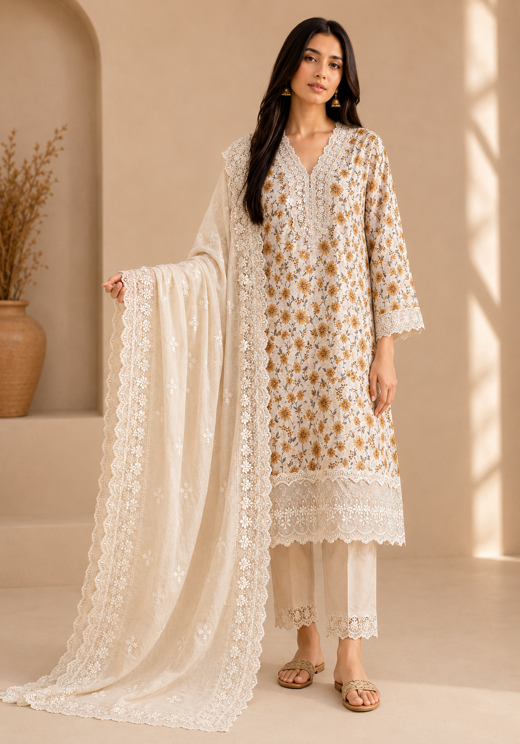 Floral Prints suits with Dedicated Lace