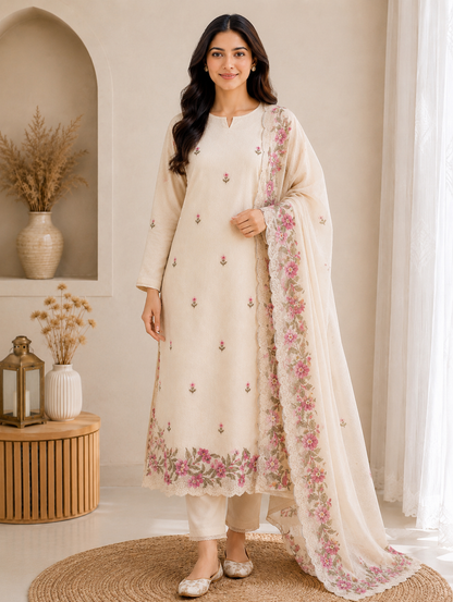 Cross-Stitched Inspired Cotton Elegance