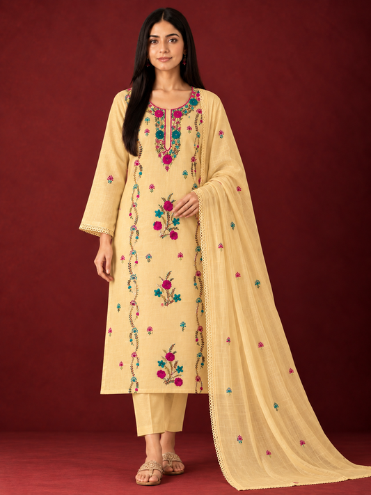 Beige Parshi Handwork Suit Set