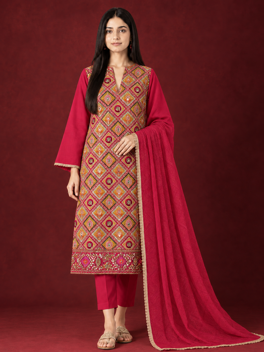 Heavy Embellished Russian Silk Suit Set
