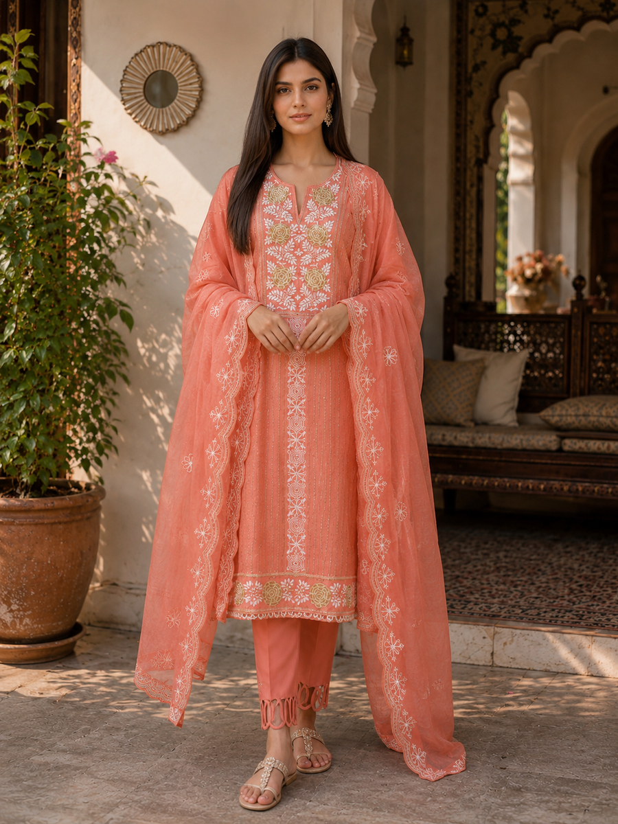 Pitta Work Mal Chanderi Elegance
