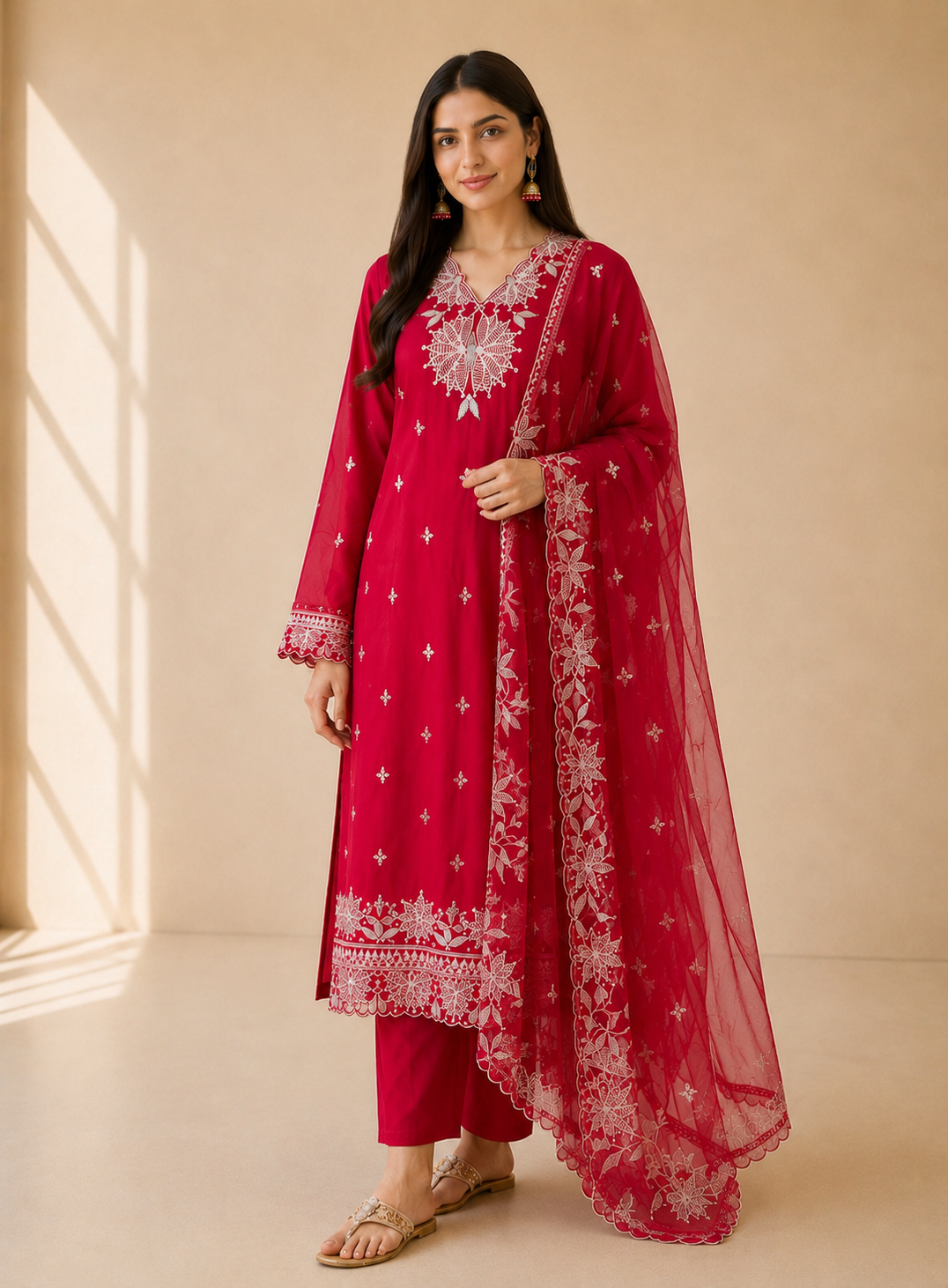 Stunning Embroidered Viscose Georgette Organza Salwar Suit