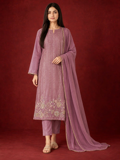 Shimmering Silk Elegance with Beaded Pearl Detailing