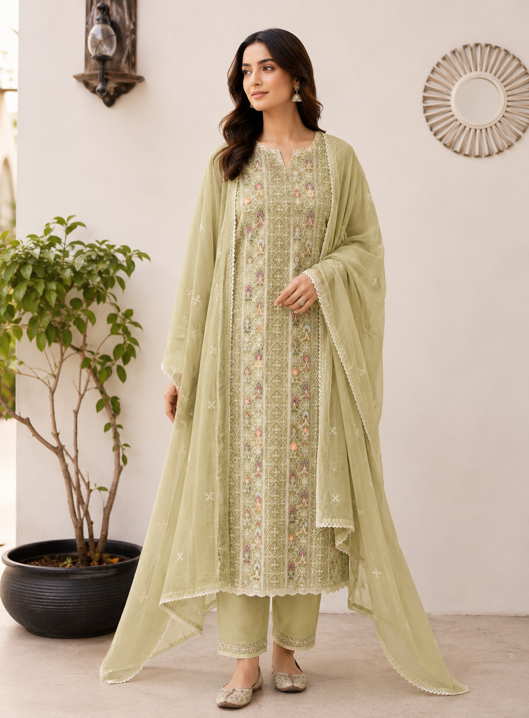 Embroidered Elegance in Mal Chanderi ✨