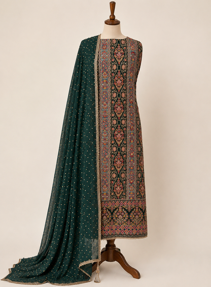 Sabyasachi-Inspired Russian Silk Suit with Mukesh Chiffon Dupatta