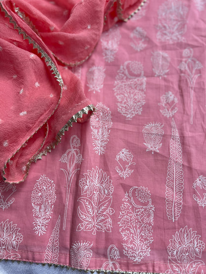 Soft Blush Pink Cotton Suit with Elegant Handwork