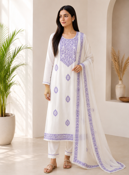 Chikankari-Inspired Cotton Set ✨